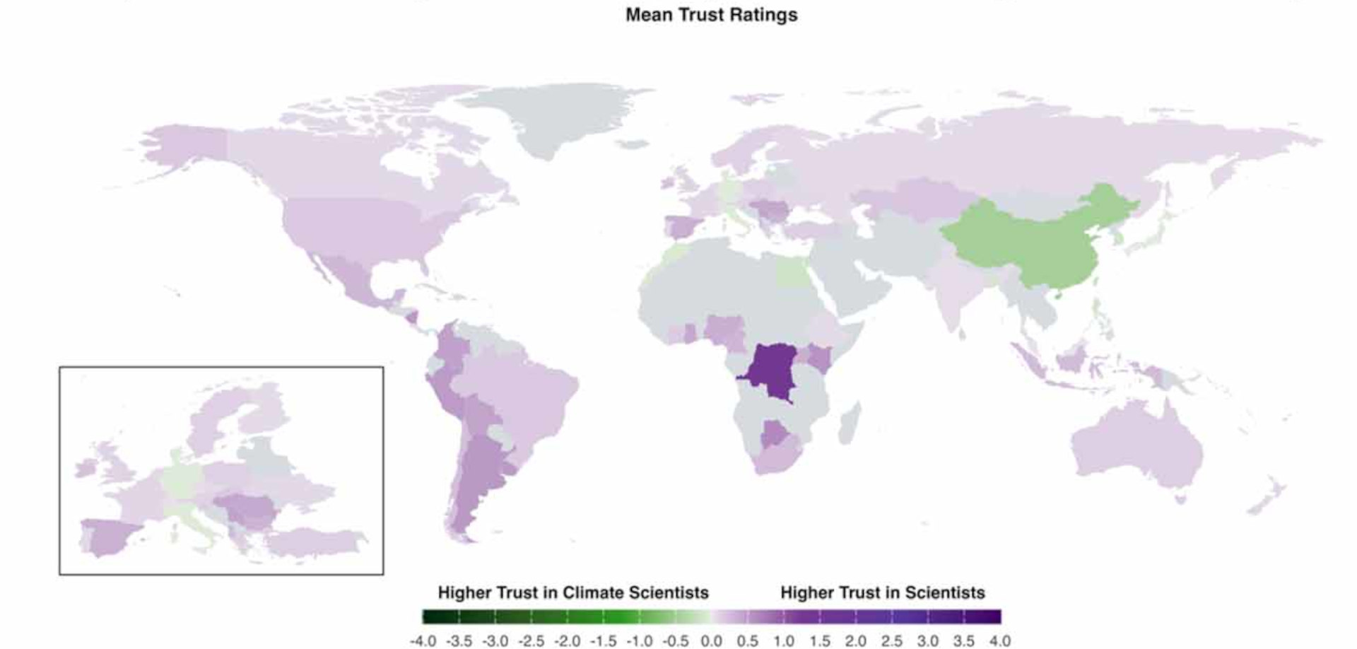La mappa globale della fiducia negli scienziati del clima