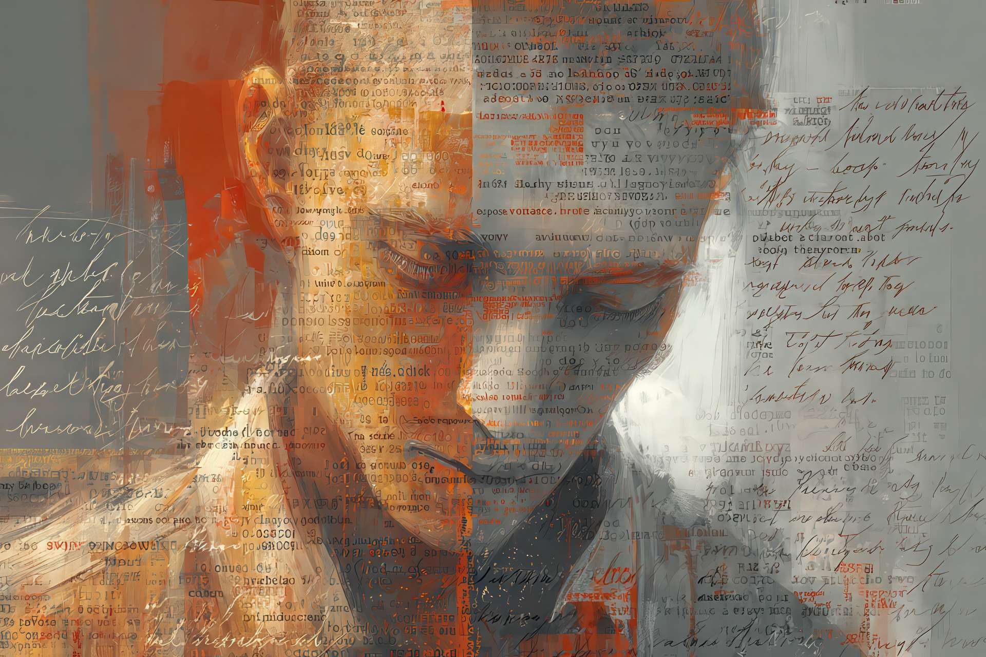 Impatto delle AI : Manoscritto diviso tra calligrafia emotiva e codice leggibile da AI