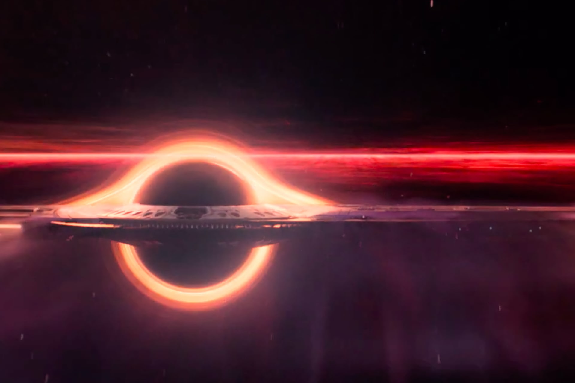 Una "Black-Hole Starship" di Foundation, la serie televisva di Apple TV ispirata al ciclo letterario "Fondazione" di Isaac Asimov