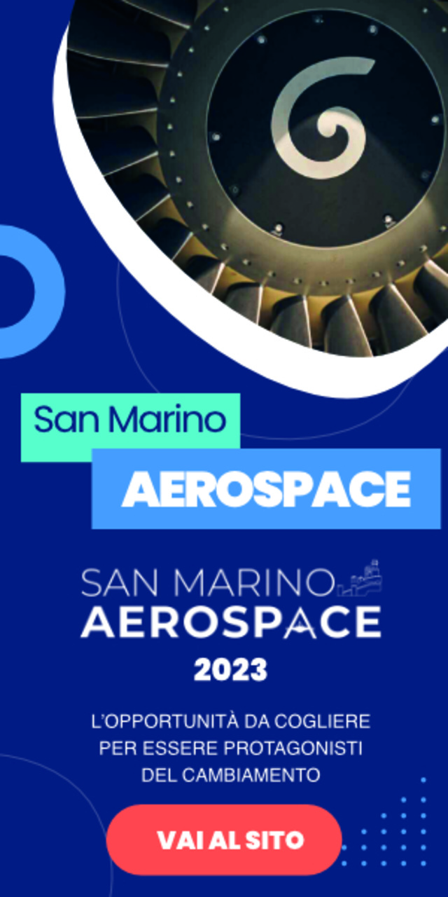 Fabio Righi: rappresentazione della grafica della prima edizione di San Marino Aerospace, piattaforma che apre la Repubblica alle nuove frontiere dell’innovazione e dello spazio