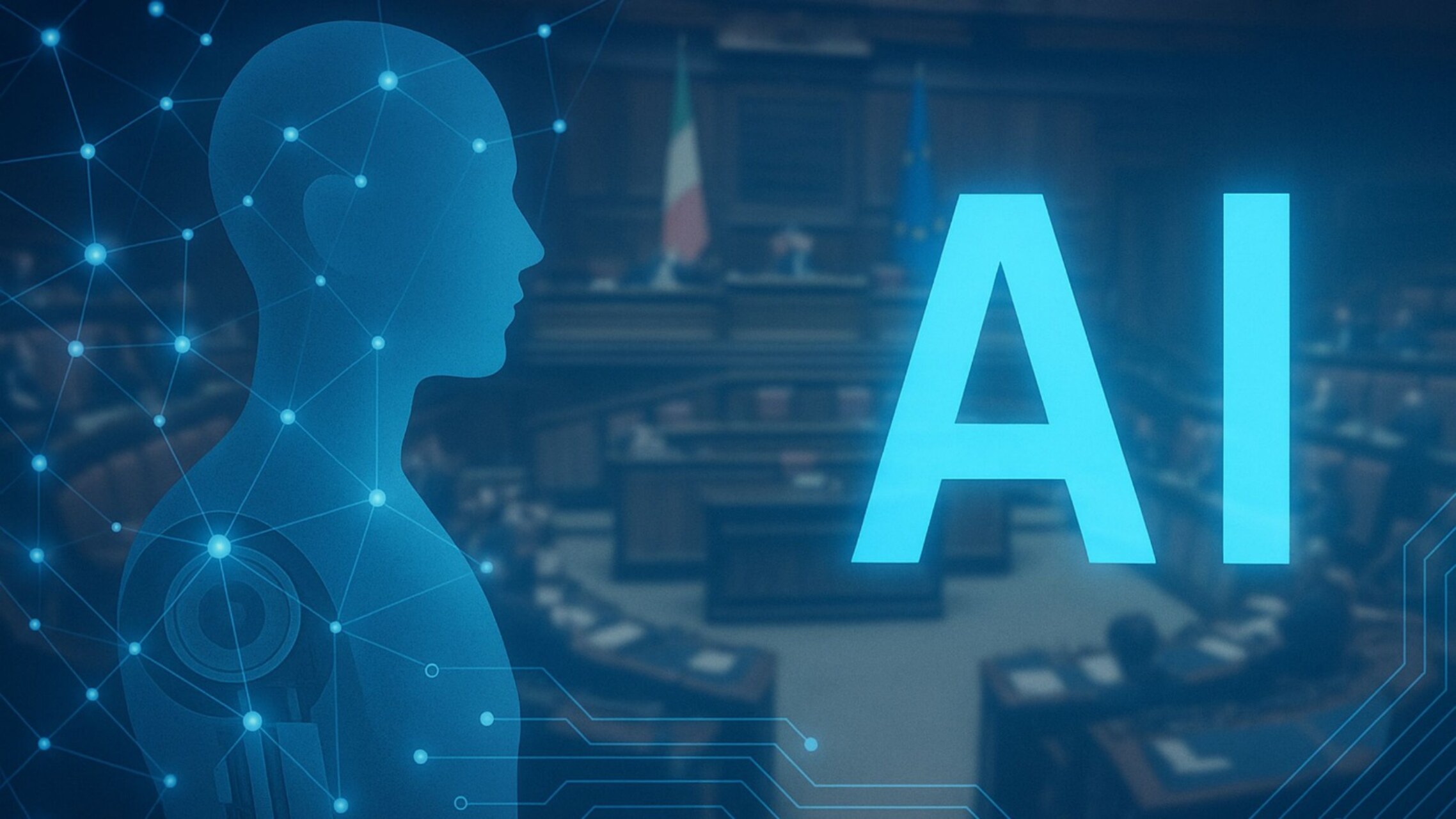 Italia e intelligenza artificiale rappresentate in una visione strategica, con ricerca scientifica, industria e nuove regole per competitività e diritti digitali