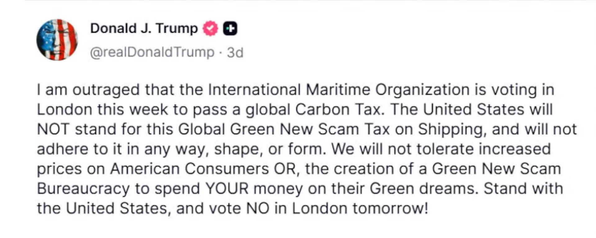 Trump contro la decarbonizzazione del settore marittimo