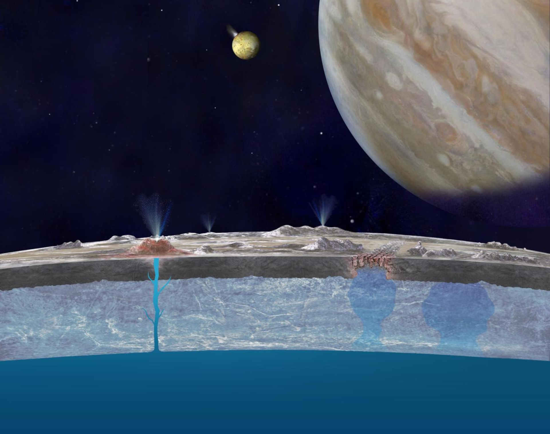 Forse il ghiaccio di Europa è troppo spesso perché la luna possa ospitare la vita