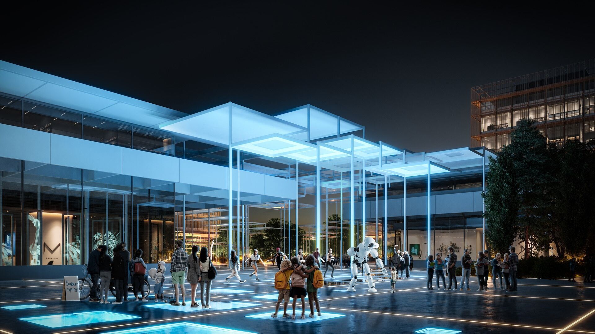 IPAI Campus: visualizzazione del campus per l’innovazione nell’intelligenza artificiale, con attenzione a sostenibilità edilizia, connettività digitale, spazi di co-creazione e integrazione tra ricerca, imprese e formazione avanzata