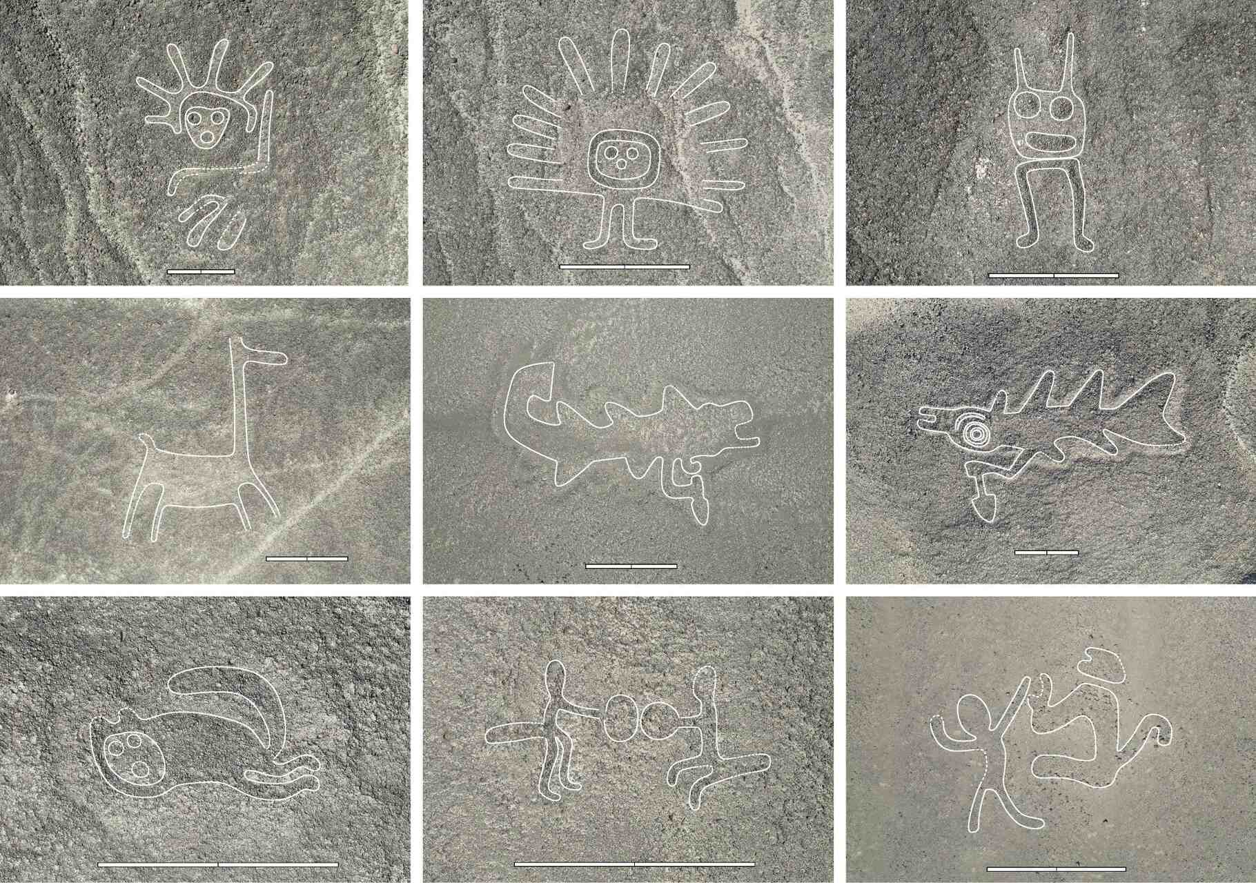 Linee di Nazca: dettaglio dei geoglifi nel deserto della regione di Ica, patrimonio archeologico precolombiano noto per le grandi figure stilizzate tracciate sul terreno e osservabili principalmente da una prospettiva aerea