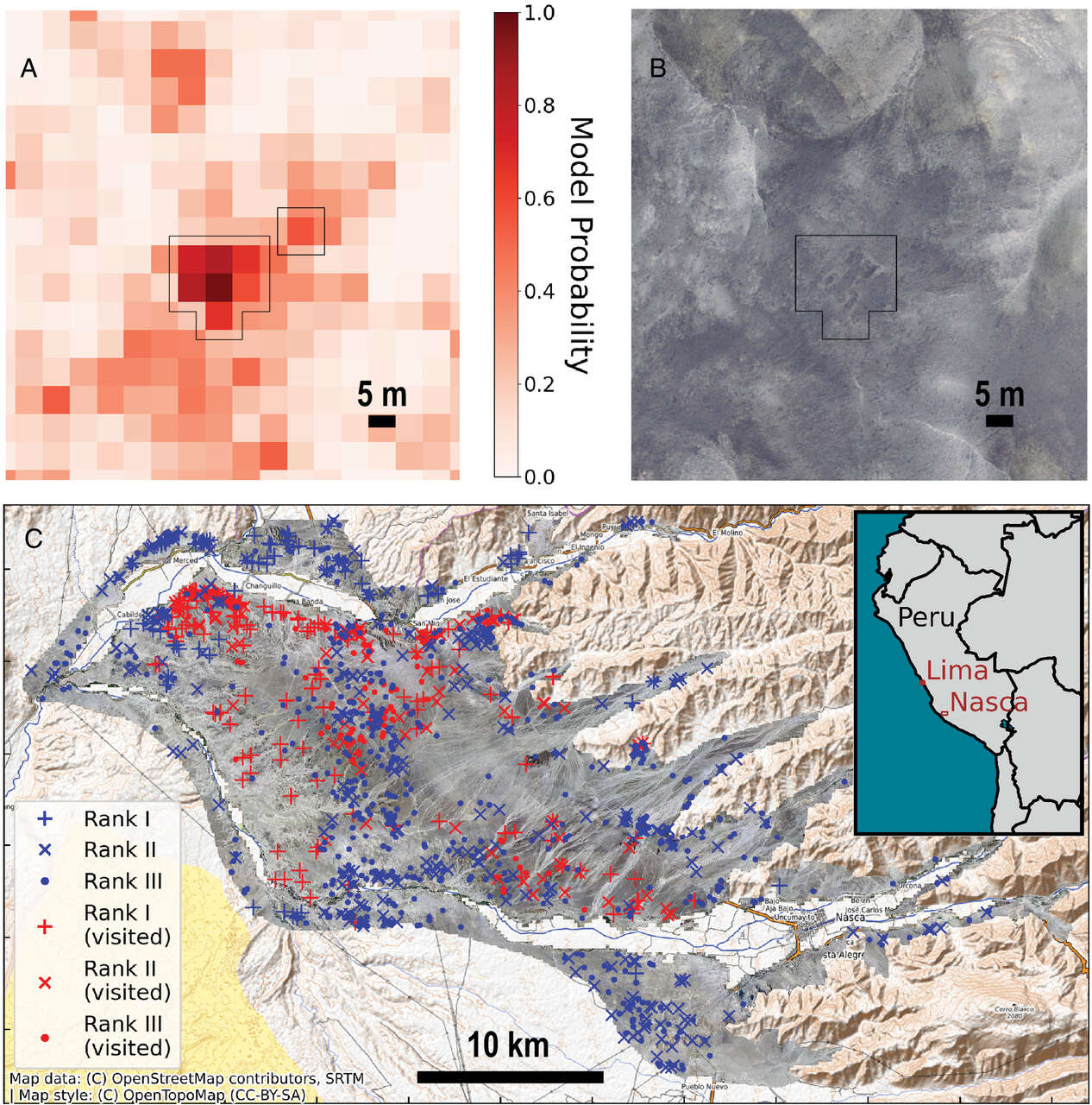 Linee di Nazca: veduta aerea dei celebri geoglifi tracciati nel deserto del Perù meridionale, figure gigantesche realizzate dalle antiche civiltà precolombiane che raffigurano animali, forme geometriche e lunghi tracciati visibili dall’alto