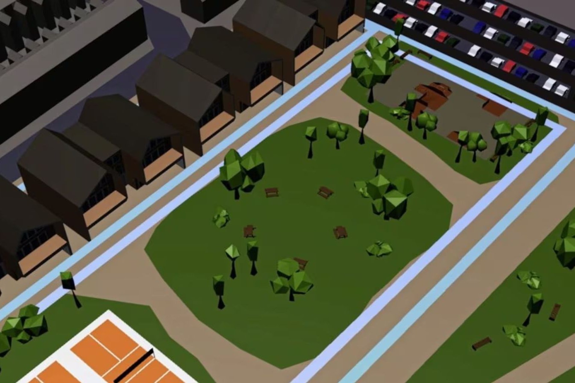 Belfast: simulazione urbana in realtà aumentata che mostra come potrebbero trasformarsi i quartieri separati dalle peace walls, con nuovi spazi verdi, edifici pubblici e infrastrutture pensate per favorire integrazione e partecipazione civica