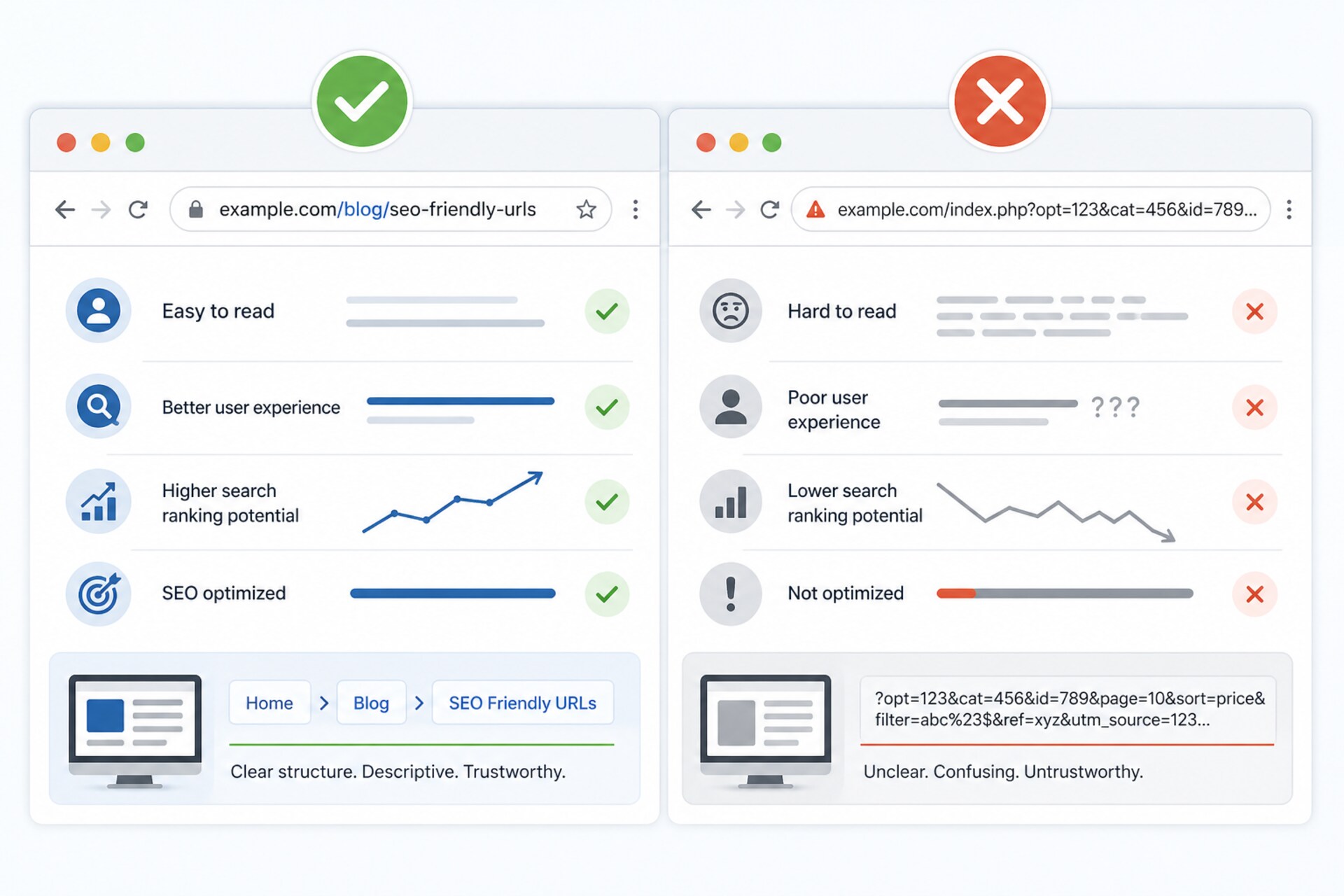 URL SEO perfetta: struttura ordinata di dominio, categoria e slug per rendere i permalink leggibili, facilitare indicizzazione, navigazione e posizionamento organico delle pagine nei motori di ricerca