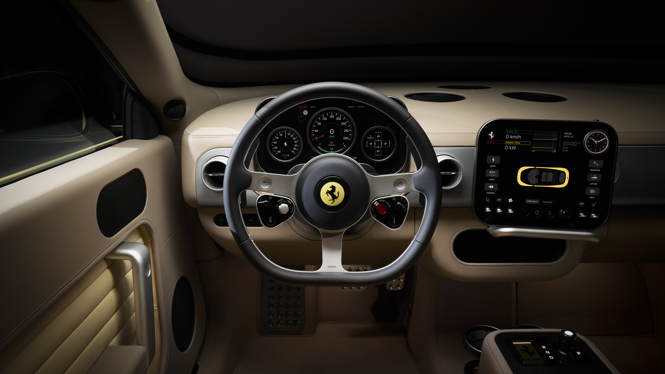 Ferrari Luce: en elektrisk sportsvogn med rene linjer, raffineret interiør og avancerede teknologiske løsninger, designet til at repræsentere en ny fortolkning af Ferraris mobilitet.