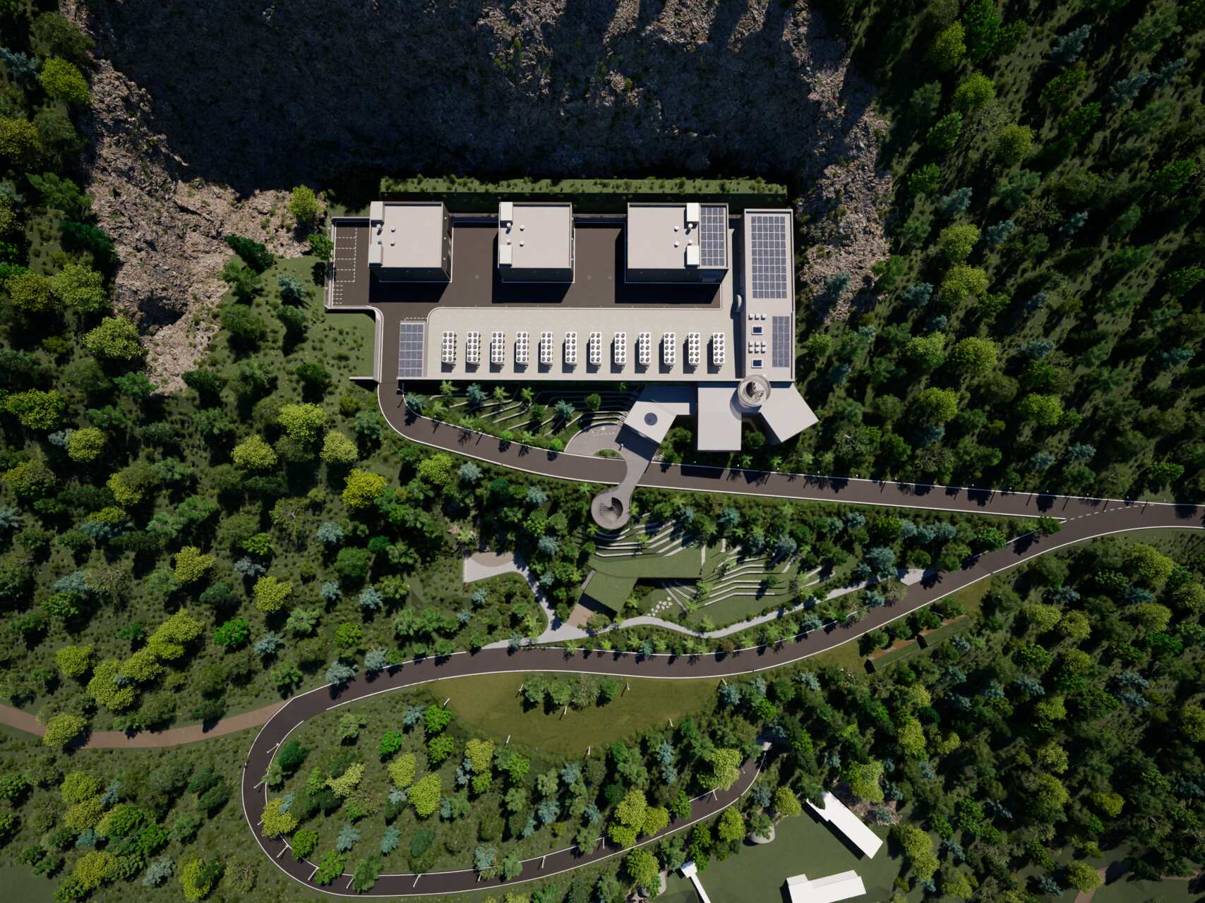 Val di Non: infraestructura digital subterránea con servidores, roca, conectividad, investigación aplicada y servicios en la nube para empresas, atención médica, ciberseguridad y desarrollo local sostenible en el Trentino alpino.