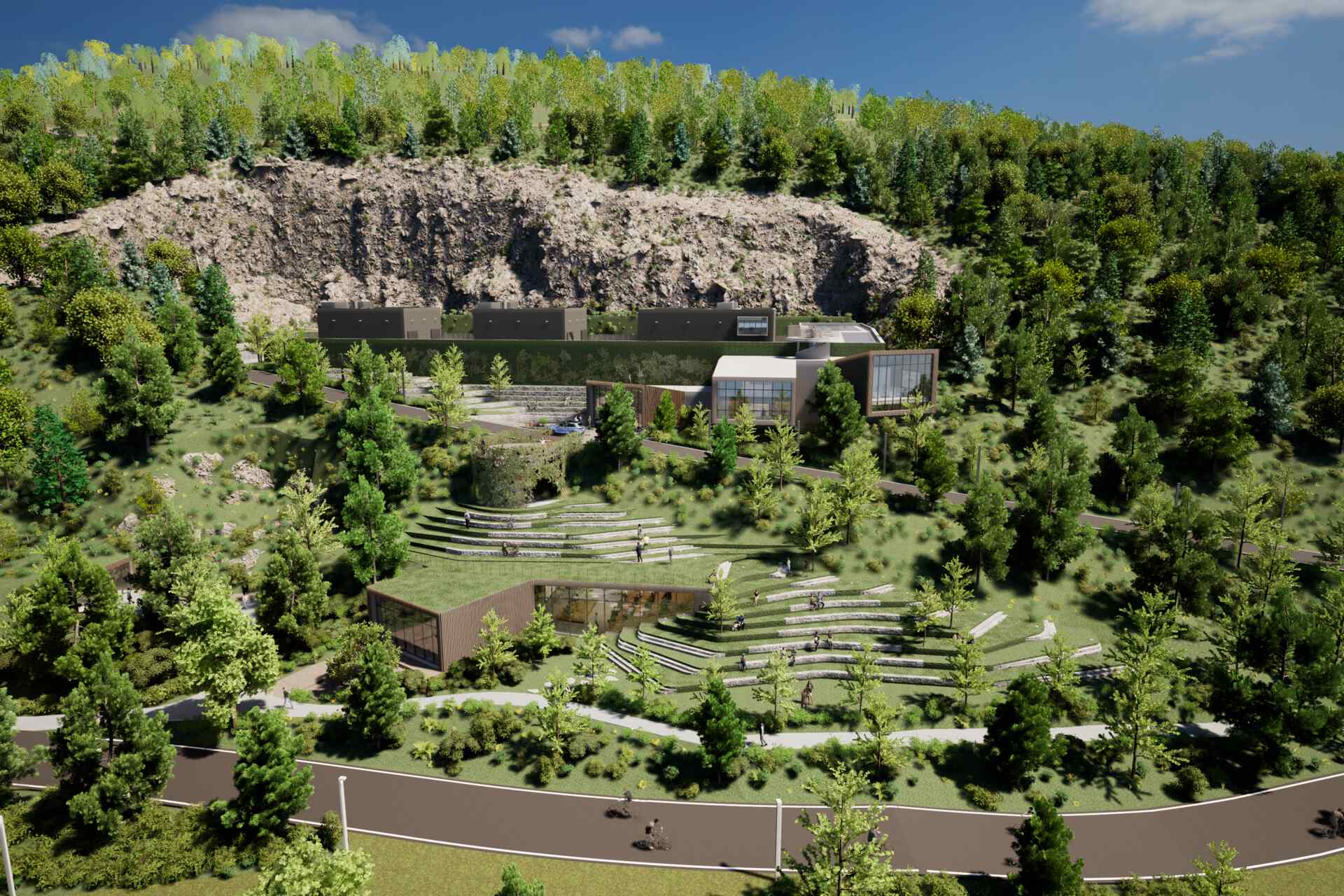 Val di Non: un campus digital integrado en el paisaje de Trentino, con edificios, túneles, salas de servidores y espacios para la investigación, la formación, las empresas, las startups, la inteligencia artificial y la nube soberana en Trentino.