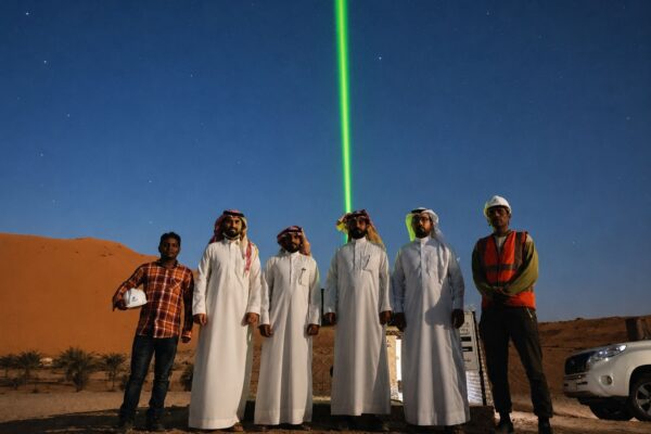 Nefūd: fari laser solari nel deserto saudita segnalano punti d’acqua remoti e aiutano l’orientamento notturno tra dune, piste isolate e aree difficili da raggiungere