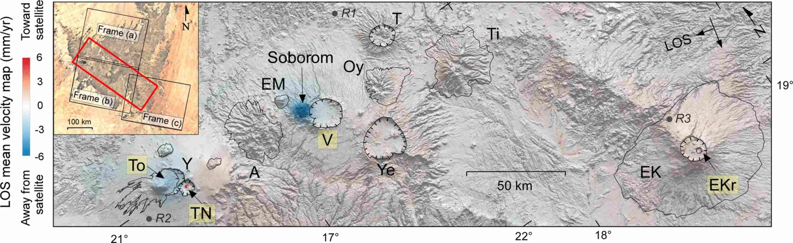 Vulcani del Sahara: rilievi remoti del Tibesti in Ciad osservati con immagini satellitari e dati radar per studiare deformazioni del suolo, caldere e sistemi vulcanici in ambiente desertico