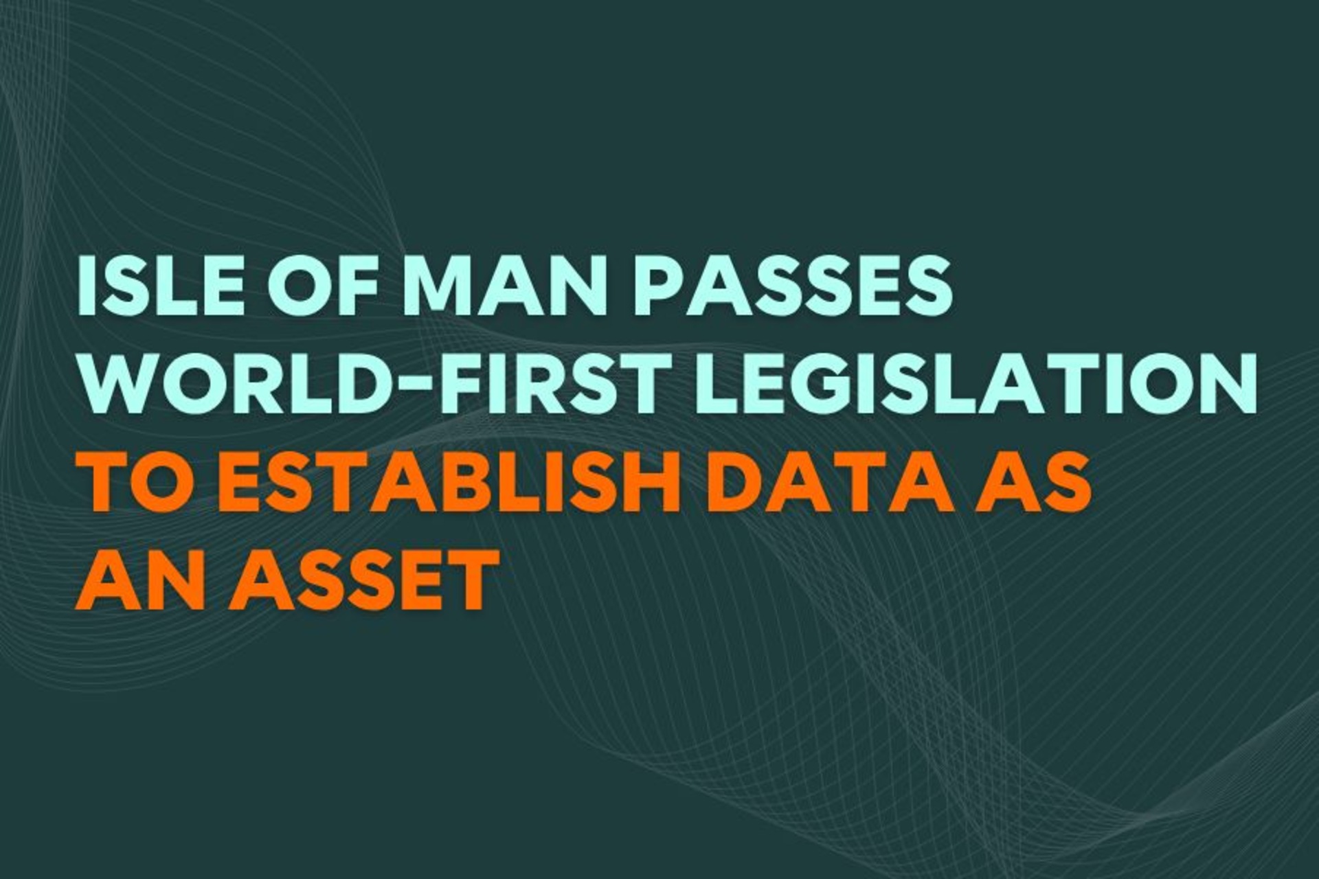 Isola di Man: composizione tecnologica in verde petrolio e arancione con mappe, reti e dati digitali, pensata per rappresentare innovazione, fiducia e asset informativi