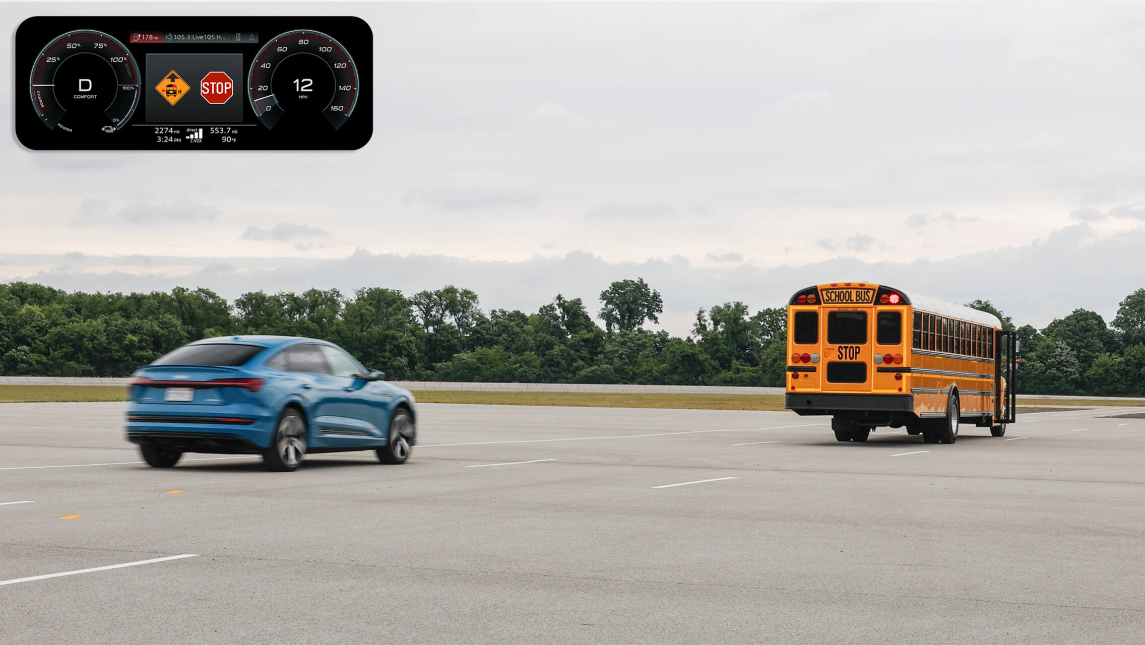L’auto dialoga con lo scuolabus: la mobilità connessa viene applicata al trasporto scolastico per dare più tempo di reazione ai conducenti in situazioni di visibilità ridotta